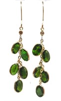 14K Yellow gold bezel set chrome diopside cluster