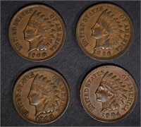 1893, 96, 1900 & 04 AU INDIAN CENTS