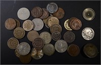 35-TYPE COINS LOW GRADE DAMAGE OR CORRODED
