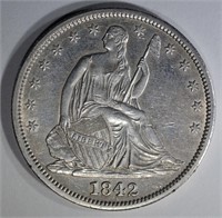1842 SEATED LIBERTY HALF DOLLAR AU/BU