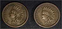 1859 XF & 1860 BROWN AU INDIAN HEAD CENTS
