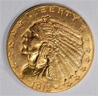 1913 $2 1/2 GOLD INDIAN HEAD  CH BU