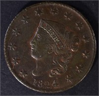 1824 LARGE CENT, XF