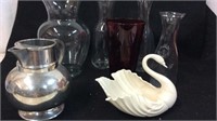 Assortment of Vases, Pitcher and Swan K10D