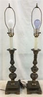 Pair of Brushed Brass Lamps Y6C
