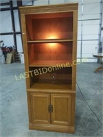 Wooden Broyhill lighted cabinet #1