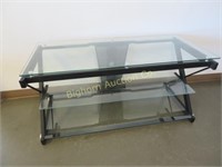 TV/Entertainment Stand Glass Shelves & Metal Base