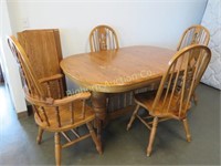 Oak Dining Set: 3 Side Chairs, 1 Captains Chair