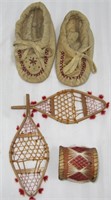 Beaded Baby Childs Moccasins, Miniature