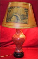 Vintage Cinnabar Lamp