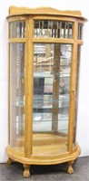 Lighted Curio Cabinet w/ Leaded Glass Panels