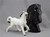 Black Heavy Horse Head Bookend, White Horse...