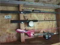 3 Fishing Rods with Reels & 2 Fishing Rods