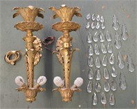 ca. 1902 Cast Brass Hollywood Hotel Wall Sconces