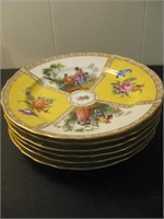 Antique Set Of 6 Dresden RK 91/2" Deep Dishes Flor