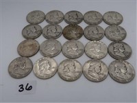 LOT, (20) ASSORTED FRANKLIN HALF DOLLARS (11)