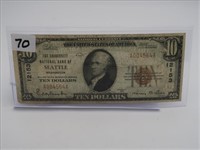 1929 $10 NATIONAL CURRENCY "THE UNIVERSITY
