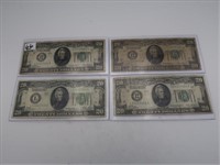 LOT, (4) 1928 $20 FEDERAL RESERVE NOTES