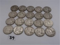 LOT, (20) ASSORTED FRANKLIN HALF DOLLARS (10)