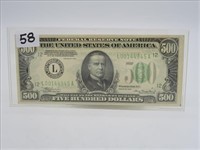 1934 $500 FEDERAL RESERVE NOTE, MCKINLEY,