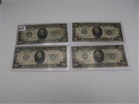 LOT, (4) 1928 $20 FEDERAL RESERVE NOTES,