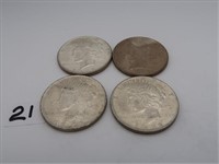 LOT, (4) 1922 PEACE SILVER DOLLARS