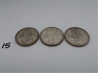 LOT, (3) 1921D MORGAN SILVER DOLLARS