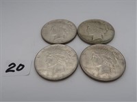 LOT, (4) 1922 PEACE SILVER DOLLARS