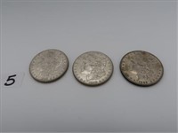 LOT, (3) 1889 MORGAN SILVER DOLLARS