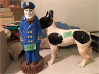 Chaulk Dog (Legs need repair) & Ceramic man