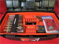 Tool Box w/ Contents: Wood Drill Bits,