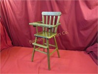 Wooden Doll High Chair Approx. 12" w x 26" tall