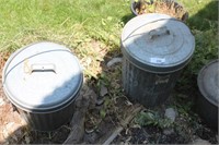(2) vintage galvanized trash cans