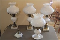 White glass lamps
