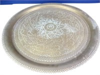 Large Etched Bronze Round Tray