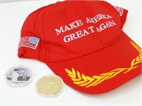 MAGA Hat & (2) President Trump Coins