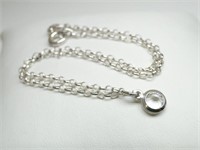 925 Silver Gemstone Charm Anklet or Bracelet