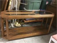 Oak Sofa table w/ glass inlay
