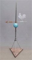 Lightning Rod With Rooster Weathervane
