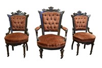 3 Antique Renaissance Revival Parlor Chairs