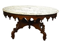 Antique Marble Top Oval Cocktail Table