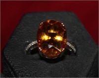 Ladies 14kt white gold Citrine & Diamond Ring