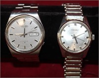 2pc Seiko stainless steel automatic 17 jewel His &