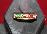 18kt yellow gold ladies Ruby, Sapphire, Emerald