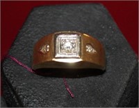 14kt yellow gold Men's Diamond Ring featuring