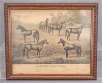 C. 1900 Horse Racing Farm Lithograph