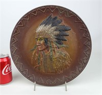 C. 1900 Cast Iron American Indian Relief Plate