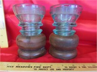 Vintage glass insulators made into candle holders