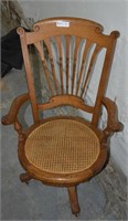 Vintage Oak Swivel Rocking Chair-1880's