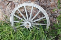 Large wooden wagon wheel